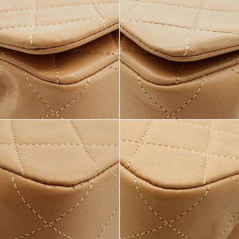 VINTAGE CHANEL FULL FLAP CHAIN SHUOLDER BAG BEIGE LAMB SKIN GOLD HARDWARE 90341848