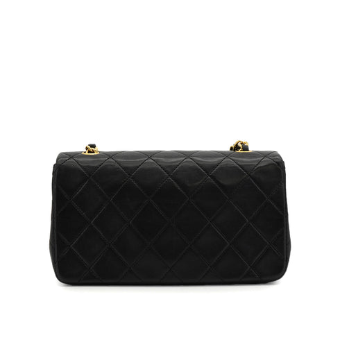 VINTAGE CHANEL MINI FULL FLAP CHAIN SHUOLDER BAG BLACK LAMB SKIN GOLD HARDWARE 90339942