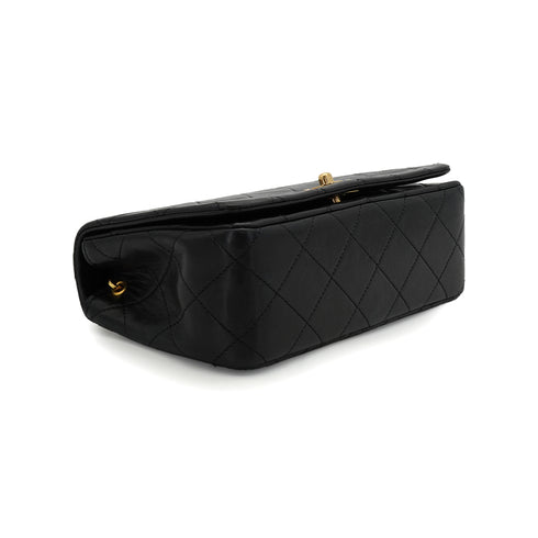 VINTAGE CHANEL MINI FULL FLAP CHAIN SHUOLDER BAG BLACK LAMB SKIN GOLD HARDWARE 90339942