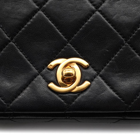 VINTAGE CHANEL MINI FULL FLAP CHAIN SHUOLDER BAG BLACK LAMB SKIN GOLD HARDWARE 90339942