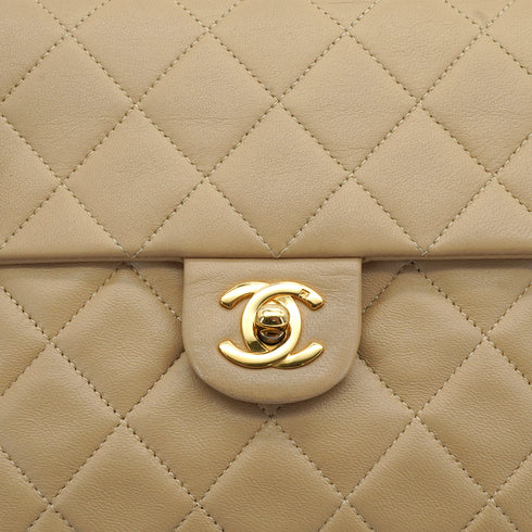 VINTAGE CHANEL MINI MATELASSE CHAIN SHOULDER BAG BEIGE LAMB SKIN GOLD HARDWARE 90335157