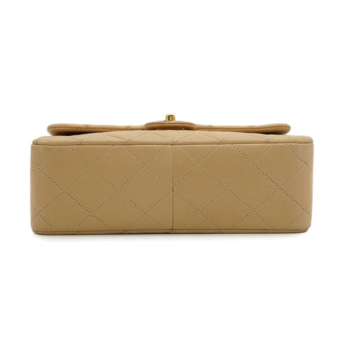 VINTAGE CHANEL MINI MATELASSE CHAIN SHOULDER BAG BEIGE LAMB SKIN GOLD HARDWARE 90335489