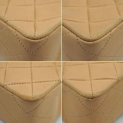 VINTAGE CHANEL MINI MATELASSE CHAIN SHOULDER BAG BEIGE LAMB SKIN GOLD HARDWARE 90335489