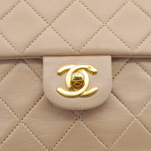 VINTAGE CHANEL MINI MATELASSE CHAIN SHOULDER BAG BEIGE LAMB SKIN GOLD HARDWARE 90326859
