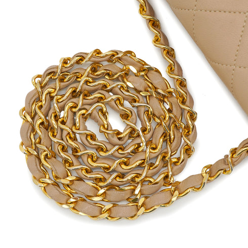 VINTAGE CHANEL MINI MATELASSE CHAIN SHOULDER BAG BEIGE LAMB SKIN GOLD HARDWARE 90326859