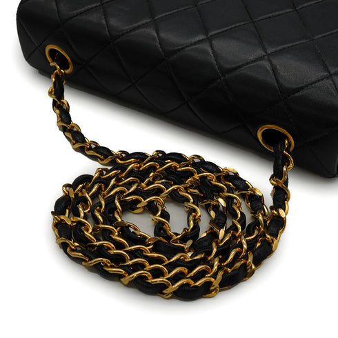 VINTAGE CHANEL MINI MATELASSE CHAIN SHOULDER BAG BLACK LAMB SKIN GOLD HARDWARE 90335135