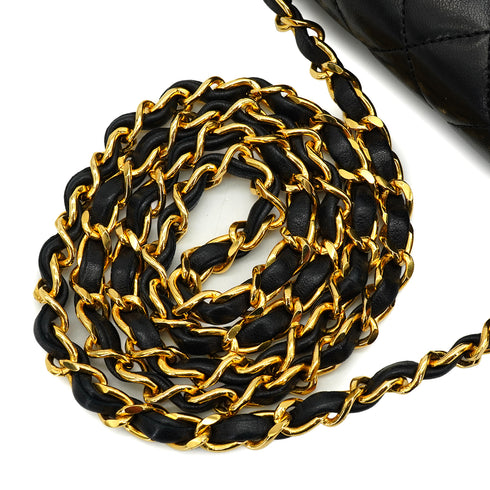 VINTAGE CHANEL MINI MATELASSE CHAIN SHOULDER BAG BLACK LAMB SKIN GOLD HARDWARE 90343407
