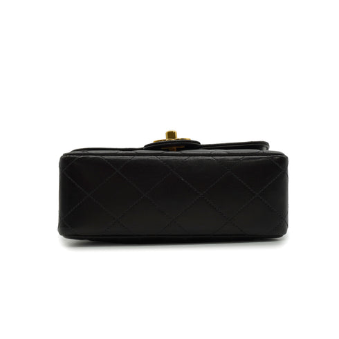 VINTAGE CHANEL MINI MATELASSE CHAIN SHOULDER BAG BLACK LAMB SKIN GOLD HARDWARE 90345156