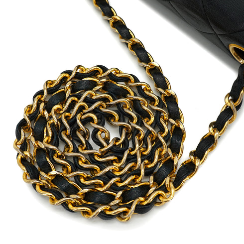 VINTAGE CHANEL MINI MATELASSE CHAIN SHOULDER BAG BLACK LAMB SKIN GOLD HARDWARE 90326658