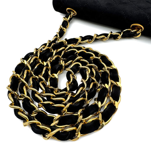 VINTAGE CHANEL MINI MATELASSE CHAIN SHOULDER BAG BLACK SUEDE GOLD HARDWARE 90314336