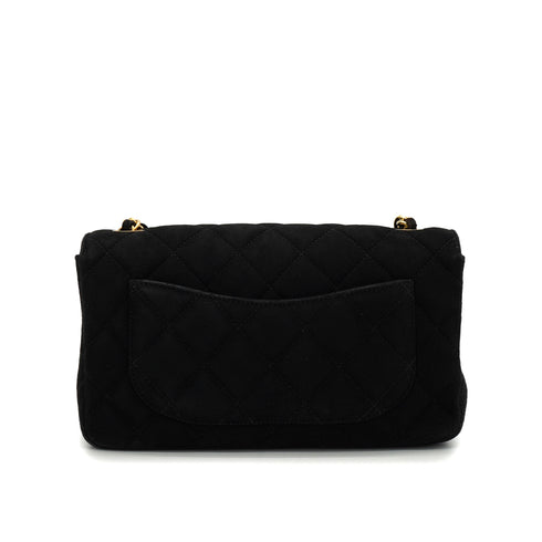 VINTAGE CHANEL MINI MATELASSE CHAIN SHOULDER BAG BLACK SUEDE GOLD HARDWARE 90335885