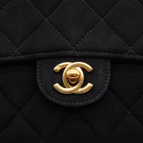 VINTAGE CHANEL MINI MATELASSE CHAIN SHOULDER BAG BLACK SUEDE GOLD HARDWARE 90335885