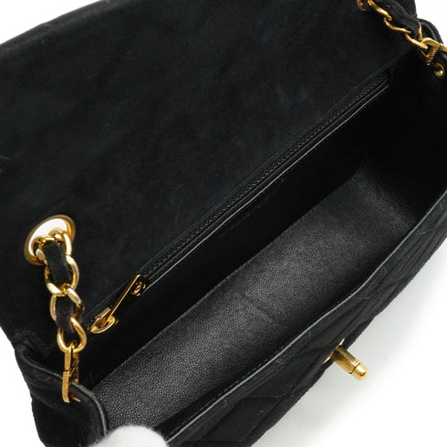 VINTAGE CHANEL MINI MATELASSE CHAIN SHOULDER BAG BLACK SUEDE GOLD HARDWARE 90335885