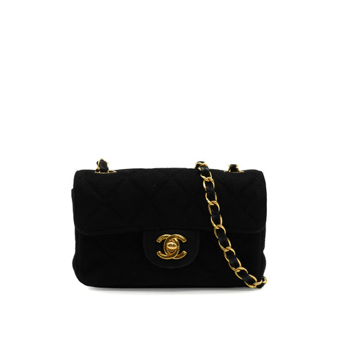 VINTAGE CHANEL MINI MATELASSE CHAIN SHOULDER BAG BLACK SUEDE GOLD HARDWARE 90340486