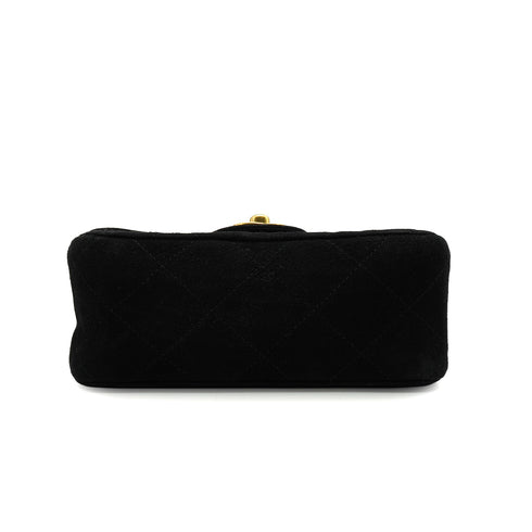 VINTAGE CHANEL MINI MATELASSE CHAIN SHOULDER BAG BLACK SUEDE GOLD HARDWARE 90340486