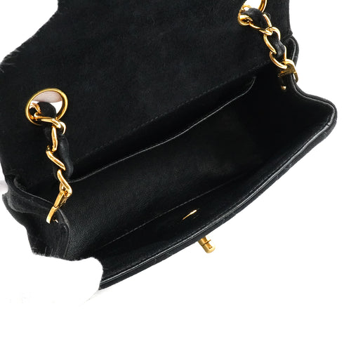 VINTAGE CHANEL MINI MATELASSE CHAIN SHOULDER BAG BLACK SUEDE GOLD HARDWARE 90340486
