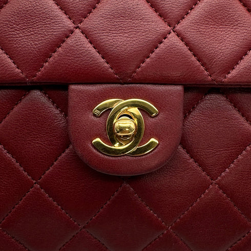 VINTAGE CHANEL MINI MATELASSE CHAIN SHOULDER BAG RED LAMB SKIN GOLD HARDWARE 90329210
