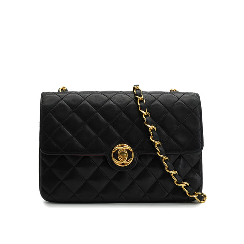 VINTAGE CHANEL MINI MATELASSE CIRCLE COCO CHAIN SHOULDER BAG BLACK LAMB SKIN GOLD HARDWARE 90340359