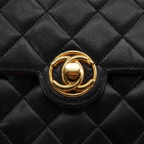 VINTAGE CHANEL MINI MATELASSE CIRCLE COCO CHAIN SHOULDER BAG BLACK LAMB SKIN GOLD HARDWARE 90340359
