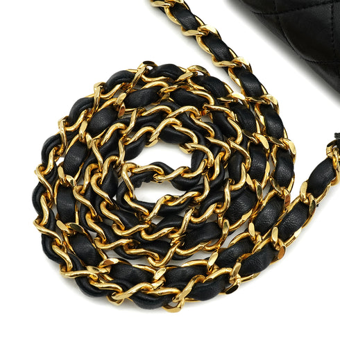 VINTAGE CHANEL MINI MATELASSE CIRCLE COCO CHAIN SHOULDER BAG BLACK LAMB SKIN GOLD HARDWARE 90340359