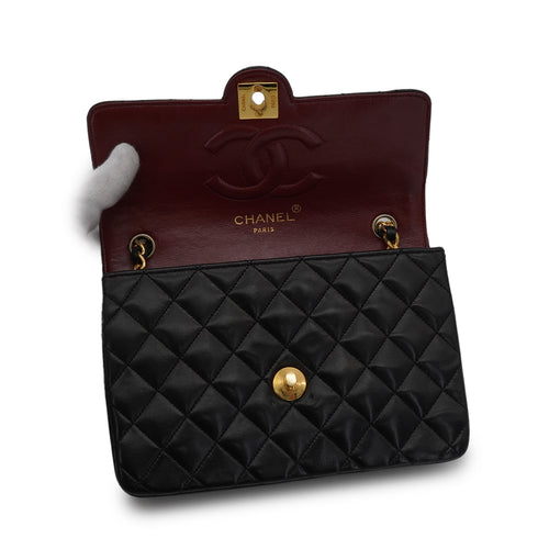 VINTAGE CHANEL MINI MATELASSE CIRCLE COCO CHAIN SHOULDER BAG BLACK LAMB SKIN GOLD HARDWARE 90340359