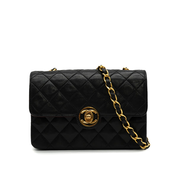 VINTAGE CHANEL MINI MATELASSE CIRCLE COCO CHAIN SHOULDER BAG BLACK LAMB SKIN GOLD HARDWARE 90343626