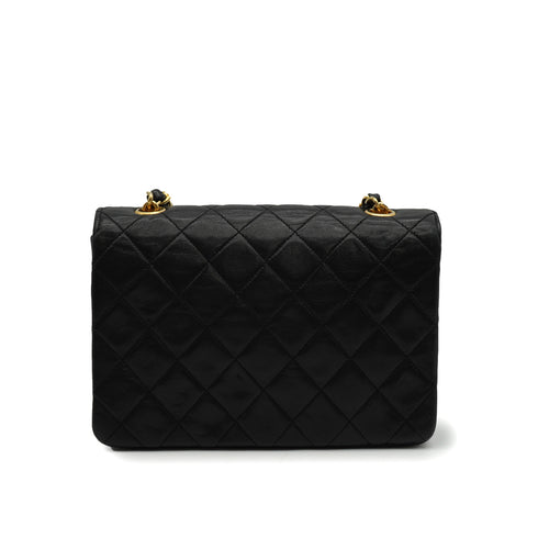 VINTAGE CHANEL MINI MATELASSE CIRCLE COCO CHAIN SHOULDER BAG BLACK LAMB SKIN GOLD HARDWARE 90343626