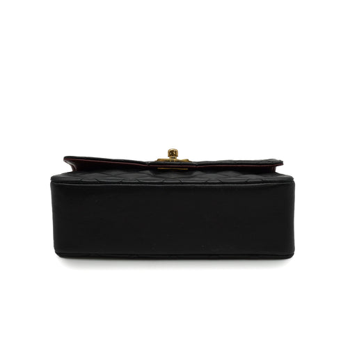 VINTAGE CHANEL MINI MATELASSE CIRCLE COCO CHAIN SHOULDER BAG BLACK LAMB SKIN GOLD HARDWARE 90343626
