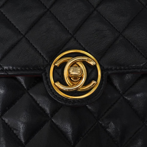 VINTAGE CHANEL MINI MATELASSE CIRCLE COCO CHAIN SHOULDER BAG BLACK LAMB SKIN GOLD HARDWARE 90343626