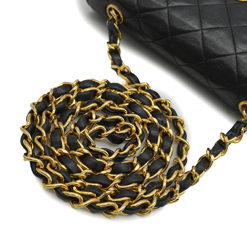 VINTAGE CHANEL MINI MATELASSE CIRCLE COCO CHAIN SHOULDER BAG BLACK LAMB SKIN GOLD HARDWARE 90343626