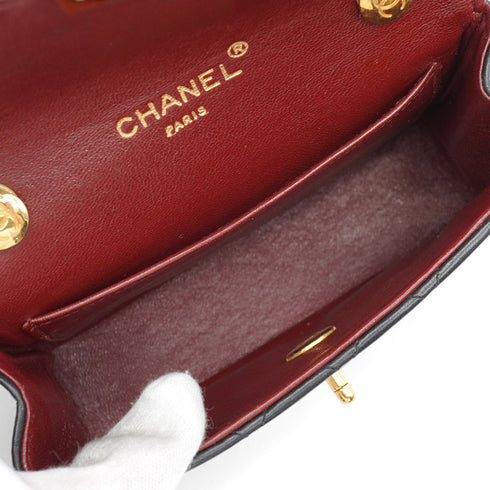 VINTAGE CHANEL MINI MATELASSE CIRCLE COCO CHAIN SHOULDER BAG BLACK LAMB SKIN GOLD HARDWARE 90343626