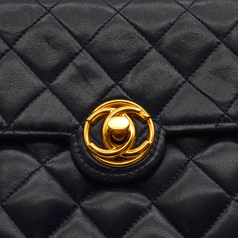 VINTAGE CHANEL MINI MATELASSE CIRCLE COCO CHAIN SHOULDER BAG NAVY LAMB SKIN GOLD HARDWARE 90337301