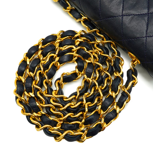 VINTAGE CHANEL MINI MATELASSE CIRCLE COCO CHAIN SHOULDER BAG NAVY LAMB SKIN GOLD HARDWARE 90337301
