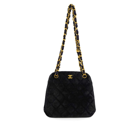 VINTAGE CHANEL MINI MATELASSE COCOMARK CHAIN HNAD SHOULDER BAG NAVY VELOR GOLD HARDWARE 90346106