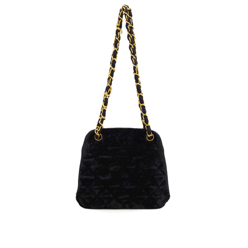 VINTAGE CHANEL MINI MATELASSE COCOMARK CHAIN HNAD SHOULDER BAG NAVY VELOR GOLD HARDWARE 90346106