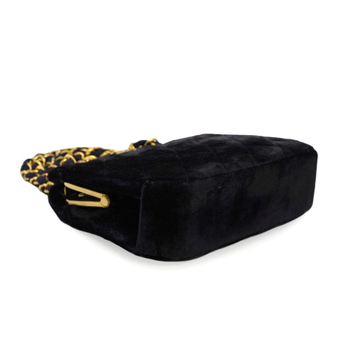 VINTAGE CHANEL MINI MATELASSE COCOMARK CHAIN HNAD SHOULDER BAG NAVY VELOR GOLD HARDWARE 90346106