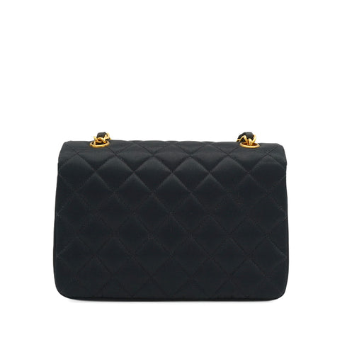 VINTAGE CHANEL MINI MATELASSE COCOMARK CHAIN SHOULDER BAG NAVY SATIN GOLD HARDWARE 90344370