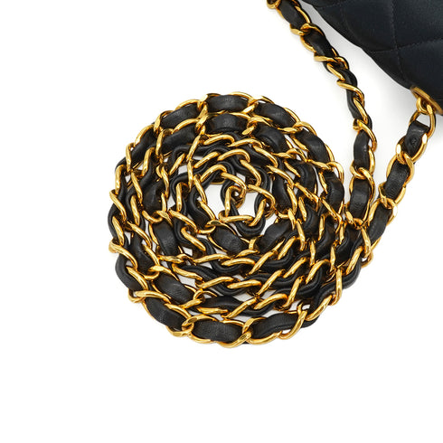 VINTAGE CHANEL MINI MATELASSE COCOMARK CHAIN SHOULDER BAG NAVY SATIN GOLD HARDWARE 90344370
