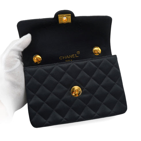 VINTAGE CHANEL MINI MATELASSE COCOMARK CHAIN SHOULDER BAG NAVY SATIN GOLD HARDWARE 90344370
