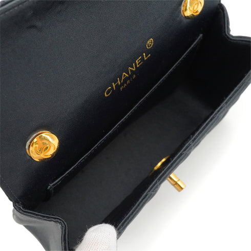 VINTAGE CHANEL MINI MATELASSE COCOMARK CHAIN SHOULDER BAG NAVY SATIN GOLD HARDWARE 90344370