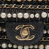 CHANEL MINI MATELASSE FAUX PEARL FRINGE SEQUINS CHAIN SHOULDER BAG BLACK LEATHER GOLD HARDWARE 90345994