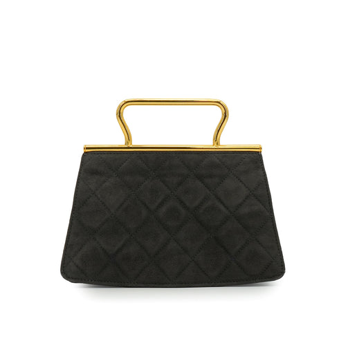 VINTAGE CHANEL MINI MATELASSE HAND BAG DARK GRAY SUEDE GOLD HARDWARE 90344458