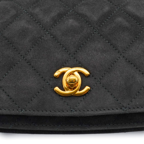 VINTAGE CHANEL MINI MATELASSE HAND BAG DARK GRAY SUEDE GOLD HARDWARE 90344458