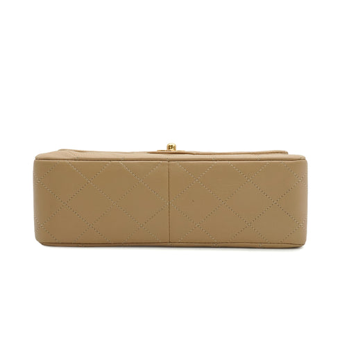 VINTAGE CHANEL MINI MATELLASSE CHAIN SHOULDER BAG BEIGE LAMB SKIN GOLD HARDWARE 90346677
