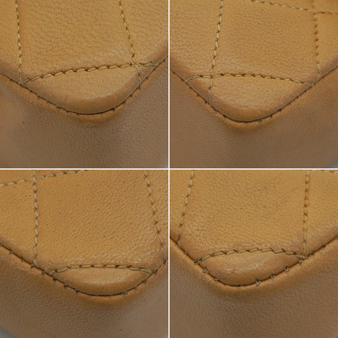 VINTAGE CHANEL MINI MATELLASSE MOTIF CHAIN SHOULDER BAG BEIGE LAMB SKIN GOLD HARDWARE 90345509