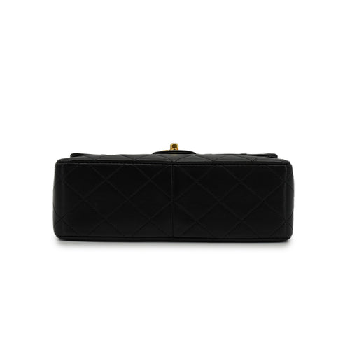 VINTAGE CHANEL MINI MATERASSE CHAIN SHOULDER BAG BLACK LAMB SKIN GOLD HARDWARE 90340146