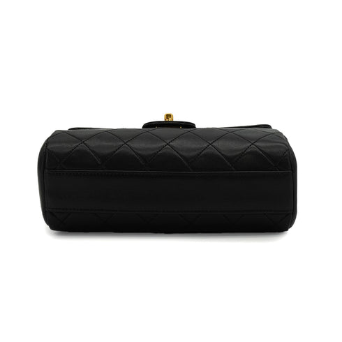 VINTAGE CHANEL MINI MATERASSE CHAIN SHOULDER BAG BLACK LAMB SKIN GOLD HARDWARE 90340148