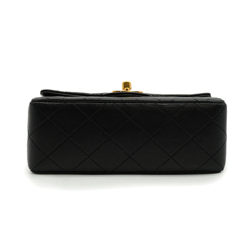 VINTAGE CHANEL MINI MATERASSE CHAIN SHOULDER BAG BLACK LAMB SKIN GOLD HARDWARE 90341458