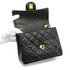 VINTAGE CHANEL MINI MATERASSE CHAIN SHOULDER BAG BLACK LAMB SKIN GOLD HARDWARE 90341458