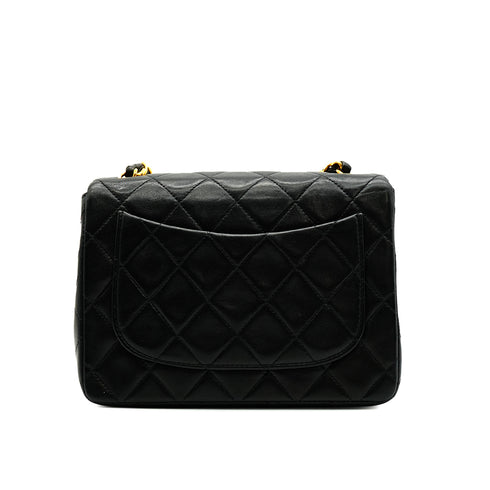 VINTAGE CHANEL MINI SQUARE 17 CHAIN SHOULDER BAG BLACK LAMB SKIN GOLD HARDWARE 90341867